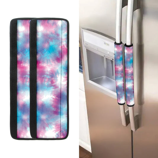 Blue And Purple Shibori Tie Dye Print Refrigerator Handle Covers