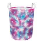 Blue And Purple Shibori Tie Dye Print Round Laundry Basket