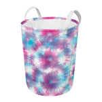 Blue And Purple Shibori Tie Dye Print Round Laundry Basket