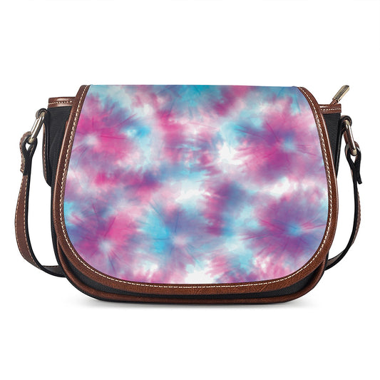 Blue And Purple Shibori Tie Dye Print Saddle Bag