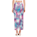 Blue And Purple Shibori Tie Dye Print Side Slit Maxi Skirt