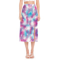 Blue And Purple Shibori Tie Dye Print Side Slit Midi Skirt