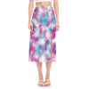 Blue And Purple Shibori Tie Dye Print Side Slit Midi Skirt