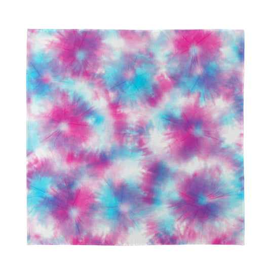 Blue And Purple Shibori Tie Dye Print Silk Bandana