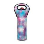 Blue And Purple Shibori Tie Dye Print Single Neoprene Wine Tote