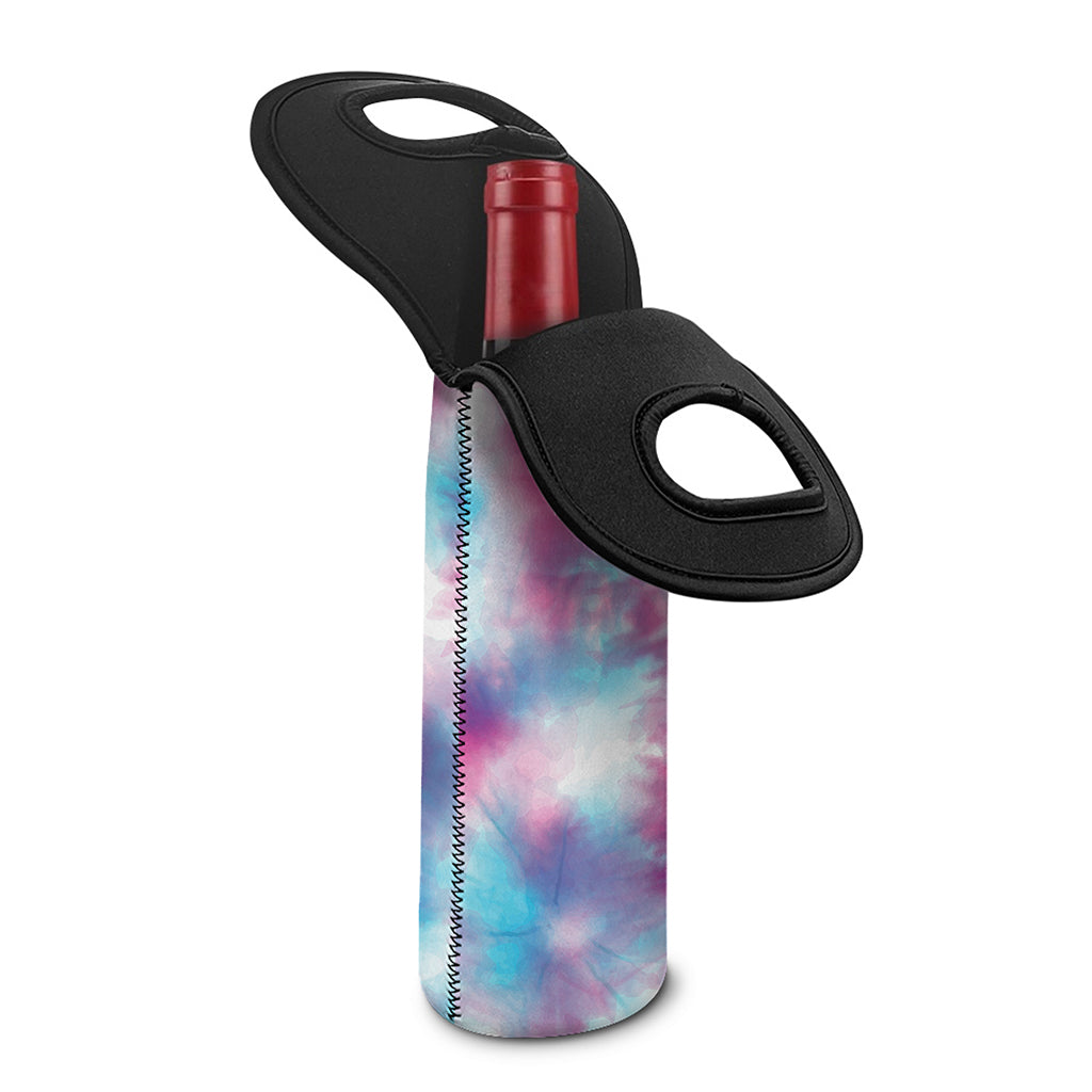 Blue And Purple Shibori Tie Dye Print Single Neoprene Wine Tote