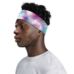 Blue And Purple Shibori Tie Dye Print Sports Headband