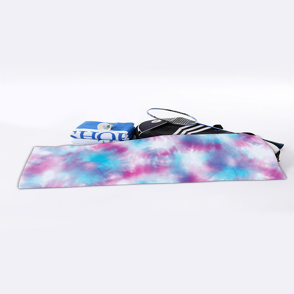 Blue And Purple Shibori Tie Dye Print Sports Towel