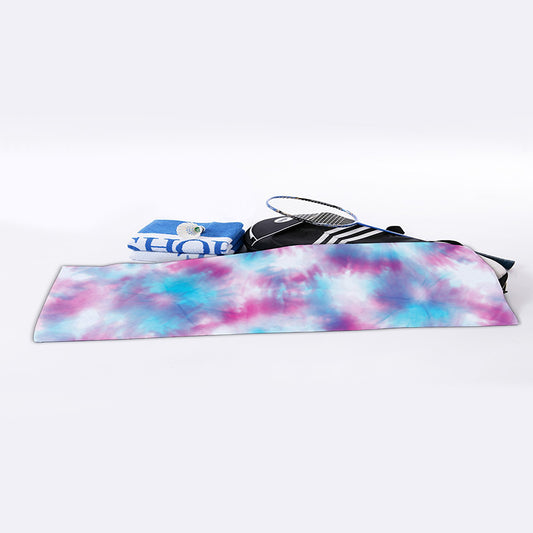 Blue And Purple Shibori Tie Dye Print Sports Towel