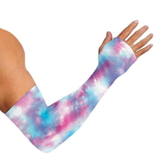 Blue And Purple Shibori Tie Dye Print Sun Protection Arm Sleeves