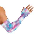 Blue And Purple Shibori Tie Dye Print Sun Protection Arm Sleeves