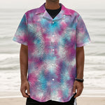 Blue And Purple Shibori Tie Dye Print Textured Short Sleeve Shirt