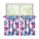 Blue And Purple Shibori Tie Dye Print Tier Curtains