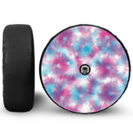 Blue And Purple Shibori Tie Dye Print Tire Cover With Camera Hole