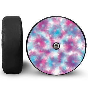 Blue And Purple Shibori Tie Dye Print Tire Cover With Camera Hole