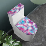 Blue And Purple Shibori Tie Dye Print Toilet Lid And Tank Cover Set