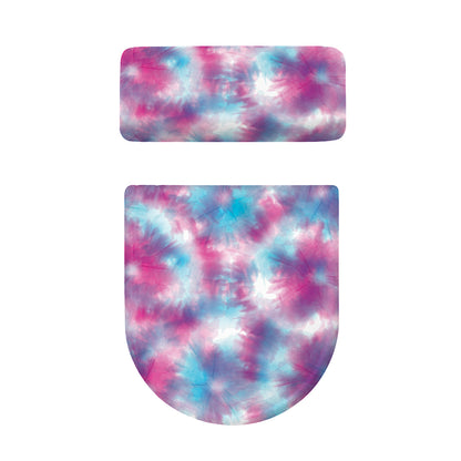Blue And Purple Shibori Tie Dye Print Toilet Lid And Tank Cover Set