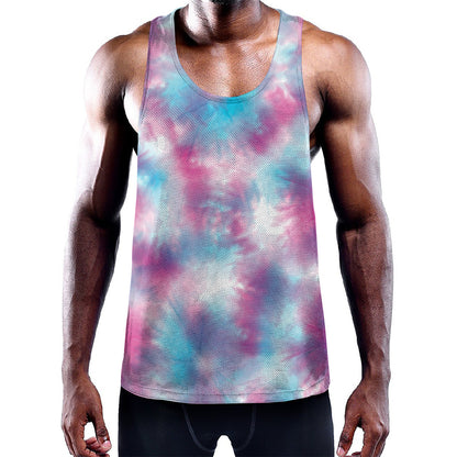 Blue And Purple Shibori Tie Dye Print Training Tank Top