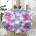Blue And Purple Shibori Tie Dye Print Waterproof Round Tablecloth