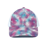 Blue And Purple Shibori Tie Dye Print White Mesh Trucker Cap