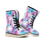 Blue And Purple Shibori Tie Dye Print Winter Boots