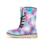 Blue And Purple Shibori Tie Dye Print Winter Boots