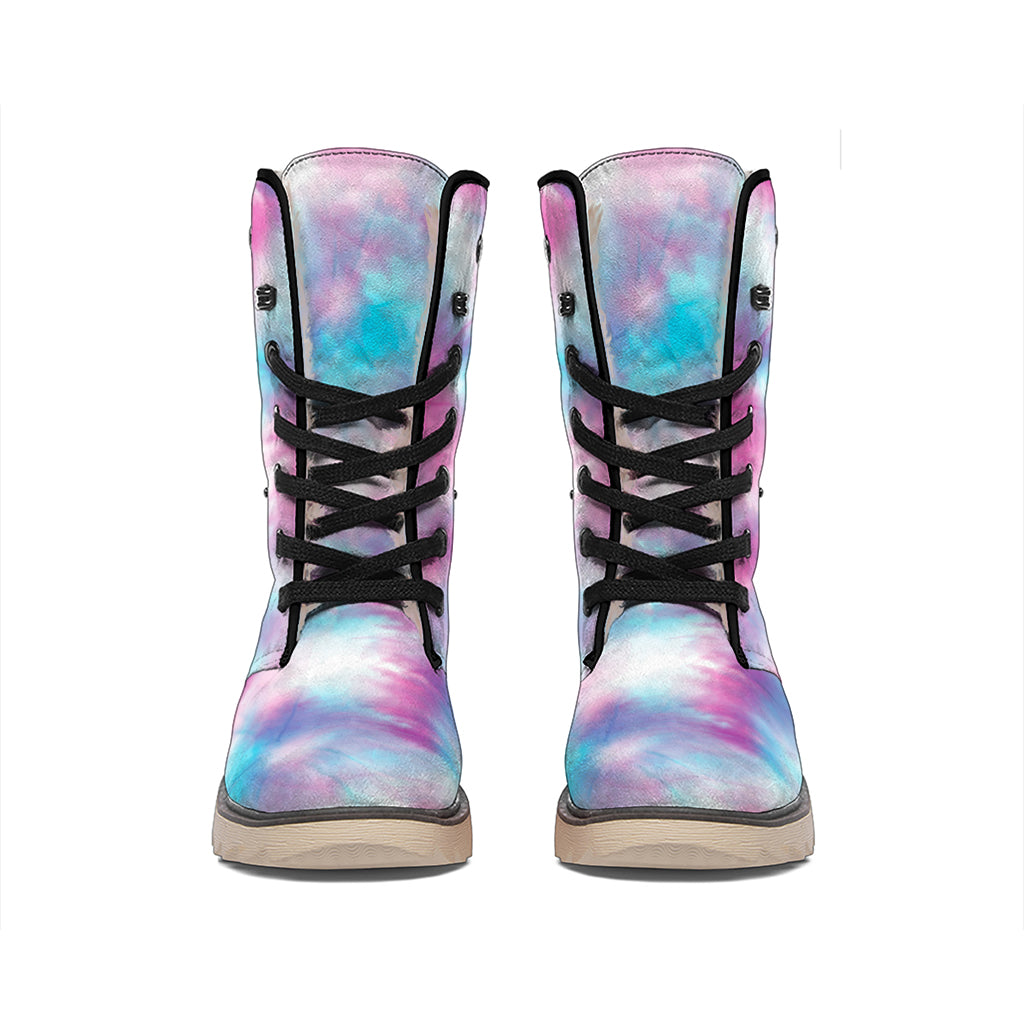 Blue And Purple Shibori Tie Dye Print Winter Boots