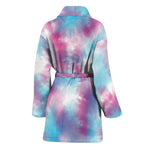 Blue And Purple Shibori Tie Dye Print Women's Bathrobe