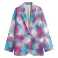 Blue And Purple Shibori Tie Dye Print Women's Blazer