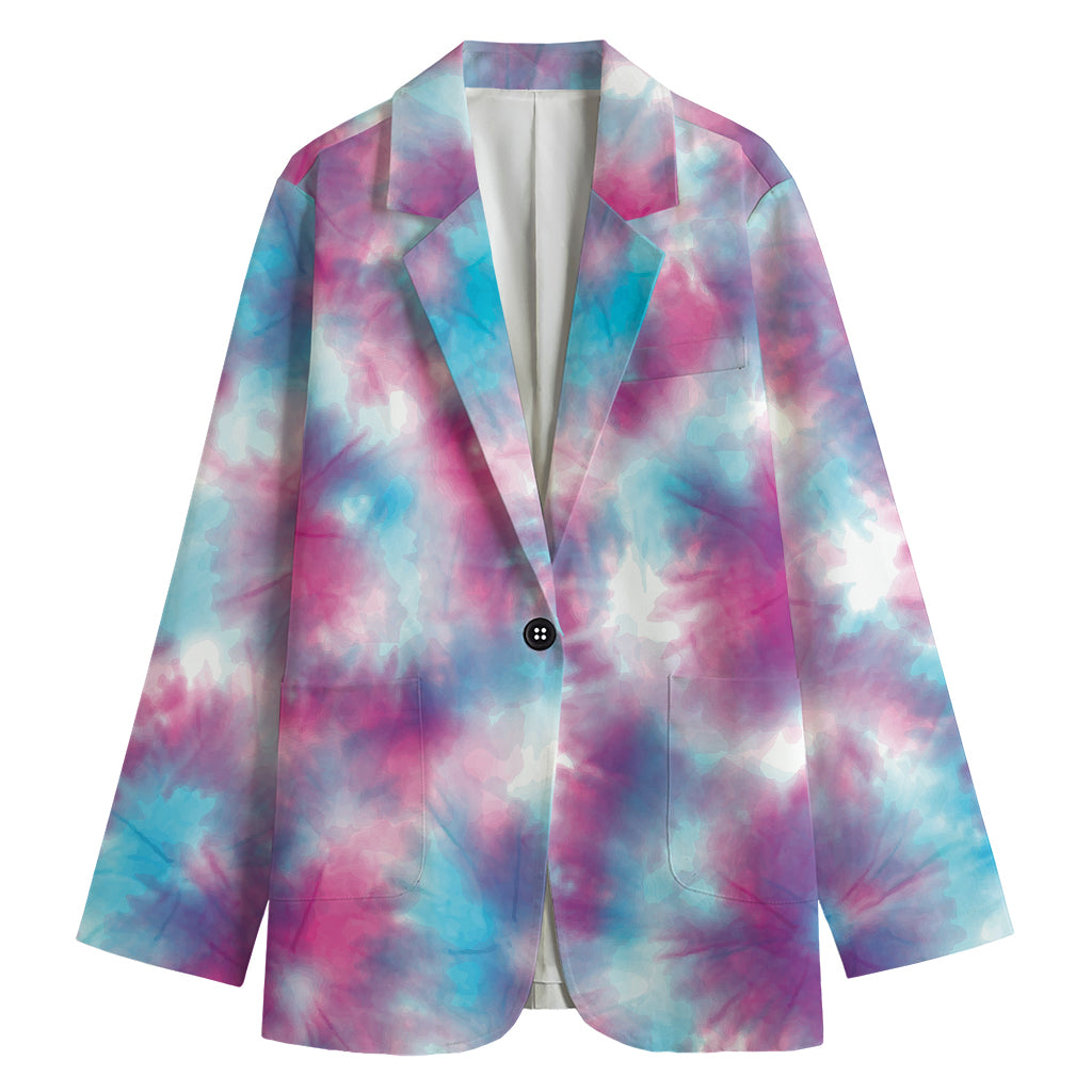 Blue And Purple Shibori Tie Dye Print Women's Blazer