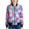 Blue And Purple Shibori Tie Dye Print Women's Bomber Jacket