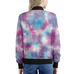 Blue And Purple Shibori Tie Dye Print Women's Bomber Jacket