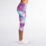Blue And Purple Shibori Tie Dye Print Women's Capri Leggings