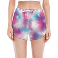 Blue And Purple Shibori Tie Dye Print Women's Split Running Shorts