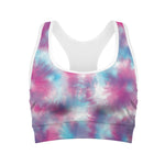 Blue And Purple Shibori Tie Dye Print Women's Sports Bra