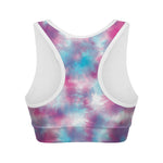Blue And Purple Shibori Tie Dye Print Women's Sports Bra