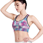 Blue And Purple Shibori Tie Dye Print Women's Sports Bra