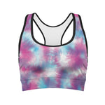 Blue And Purple Shibori Tie Dye Print Women's Sports Bra