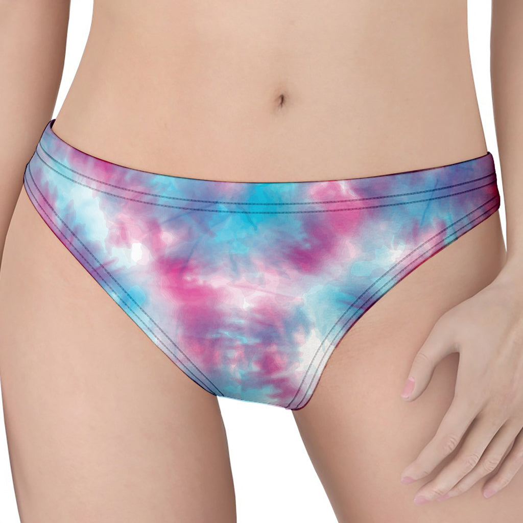 Blue And Purple Shibori Tie Dye Print Women's Thong