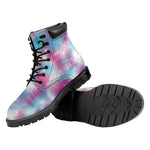 Blue And Purple Shibori Tie Dye Print Work Boots