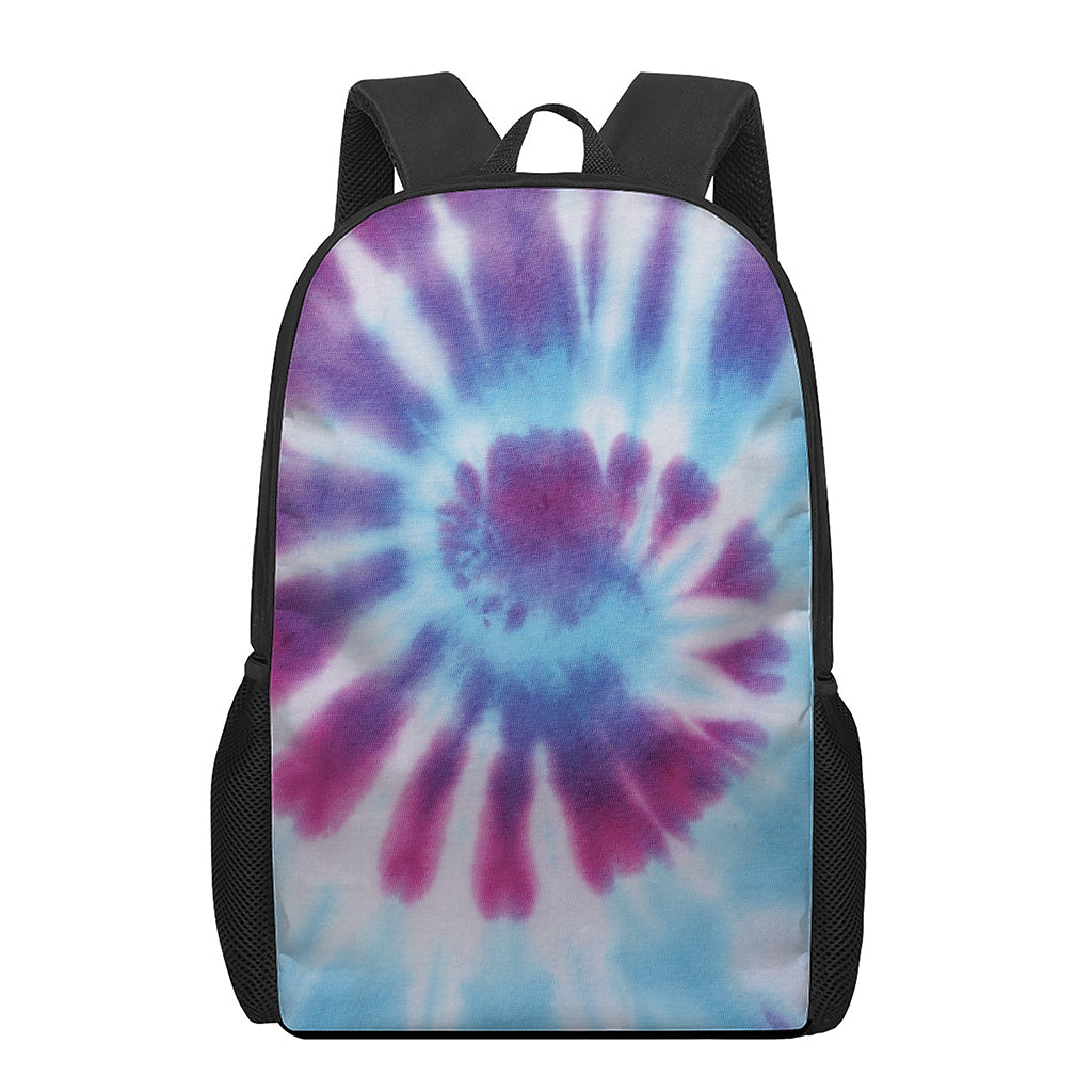 Blue And Purple Spiral Tie Dye Print 17 Inch Backpack