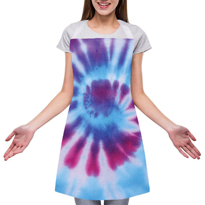 Blue And Purple Spiral Tie Dye Print Adjustable Apron