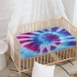 Blue And Purple Spiral Tie Dye Print Baby Crib Sheet