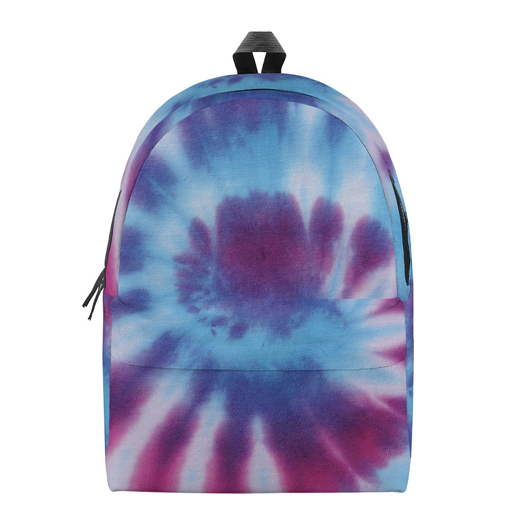 Blue And Purple Spiral Tie Dye Print Backpack
