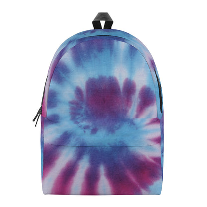 Blue And Purple Spiral Tie Dye Print Backpack