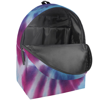Blue And Purple Spiral Tie Dye Print Backpack