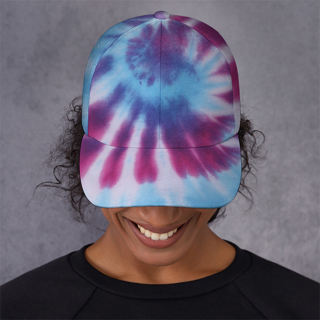 Blue And Purple Spiral Tie Dye Print Baseball Cap