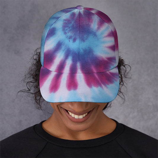 Blue And Purple Spiral Tie Dye Print Baseball Cap