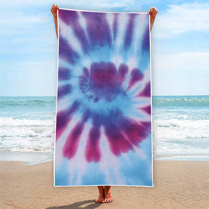 Blue And Purple Spiral Tie Dye Print Beach Towel