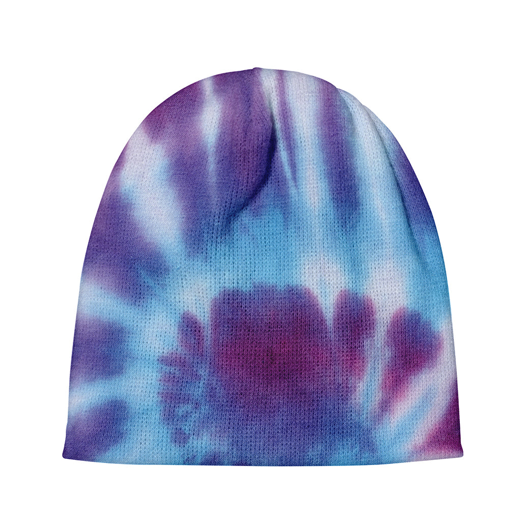 Blue And Purple Spiral Tie Dye Print Beanie